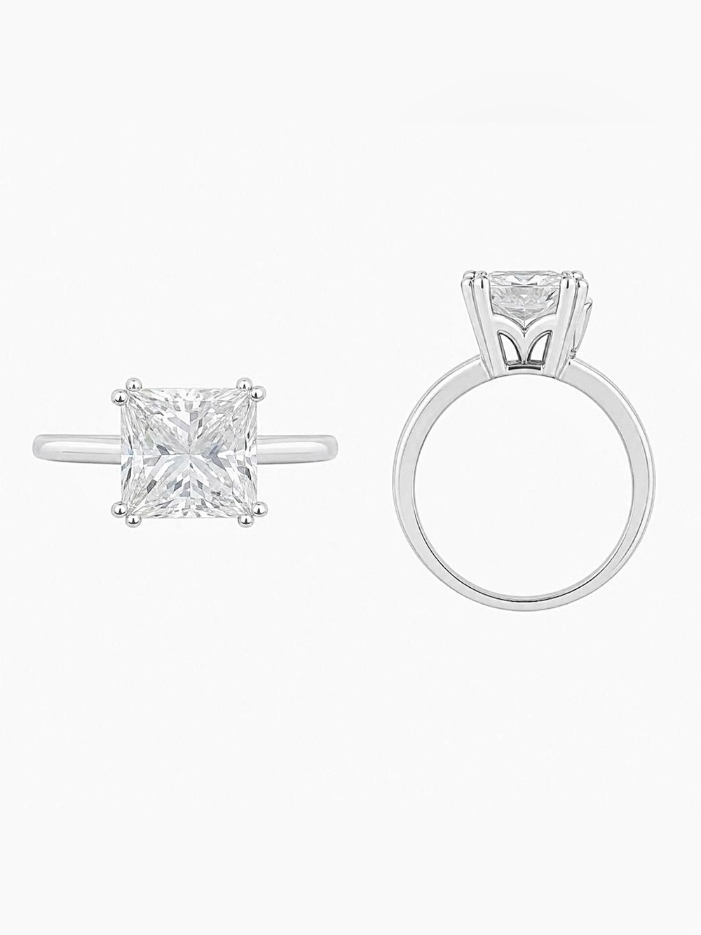White Gold Ring with 3 carat Princess-Cut CS